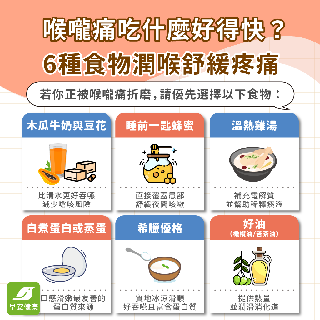 喉嚨痛吃什麼好得快？舒緩發炎、吞嚥困難的食物清單與飲食禁忌