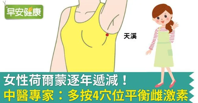 女性荷爾蒙逐年遞減！中醫專家：多按4穴位平衡雌激素