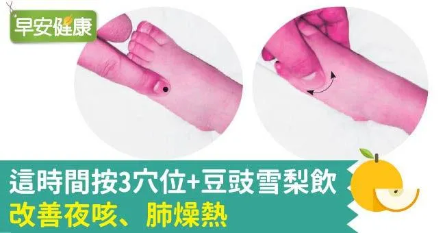 這時間按3穴位+豆豉雪梨飲，改善夜咳、肺燥熱