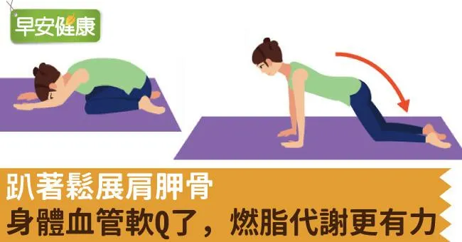 趴著鬆展肩胛骨，身體血管軟Q了，燃脂代謝更有力