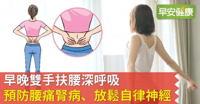 早晚雙手扶腰深呼吸，預防腰痛腎病、放鬆自律神經