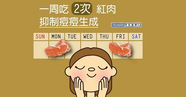 一周吃2次紅肉，抑制痘痘生成