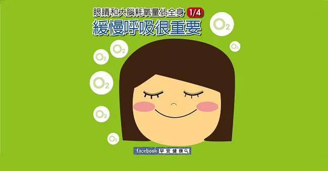 眼睛和大腦耗氧量占全身四分之一，緩慢呼吸很重要