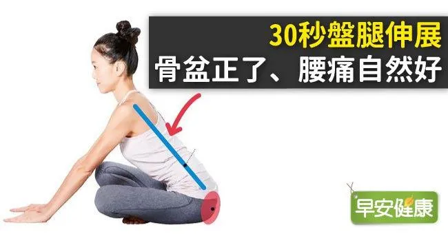 30秒盤腿伸展，骨盆正了、腰痛自然好