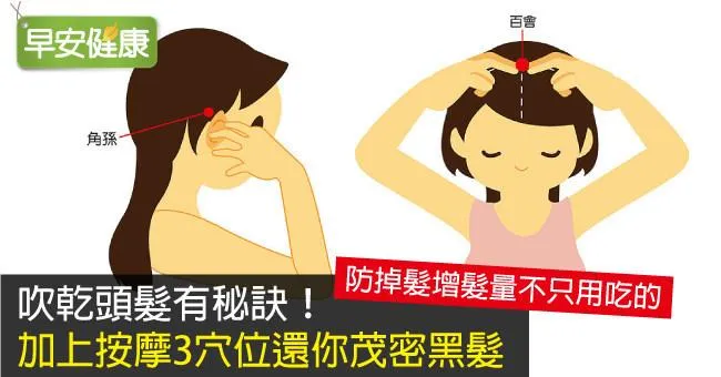 吹乾頭髮有秘訣！加上按摩3穴位還你茂密黑髮
