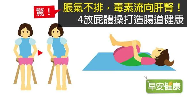 脹氣不排，毒素流向肝腎！4放屁體操打造腸道健康