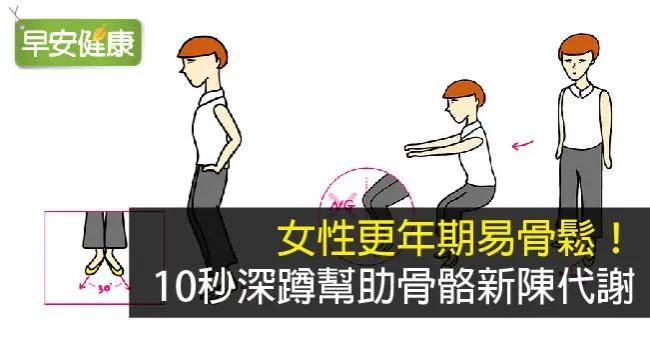 女性更年期易骨鬆！10秒深蹲幫助骨骼新陳代謝