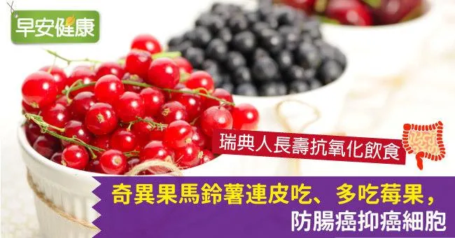 奇異果馬鈴薯連皮吃、多吃莓果，防腸癌抑癌細胞