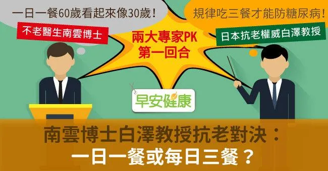 南雲博士白澤教授抗老對決：一日一餐或每日三餐？