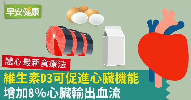 維生素D3可促進心臟機能，增加8％心臟輸出血流
