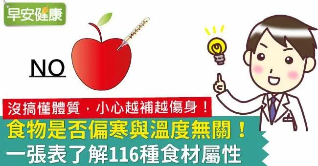 食物是否偏寒與溫度無關！一張表了解116種食材屬性
