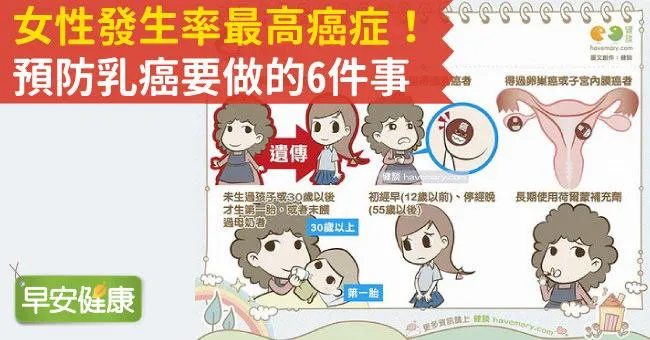 女性發生率最高癌症！預防乳癌要做的6件事