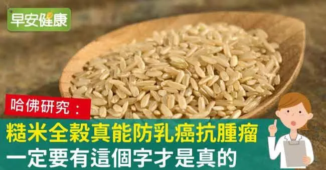糙米全榖真能防乳癌抗腫瘤，一定要有這個字才是真的