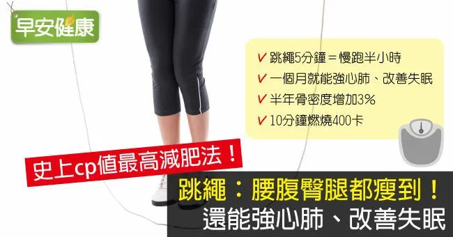 跳繩：腰腹臀腿都瘦到！還能強心肺、改善失眠