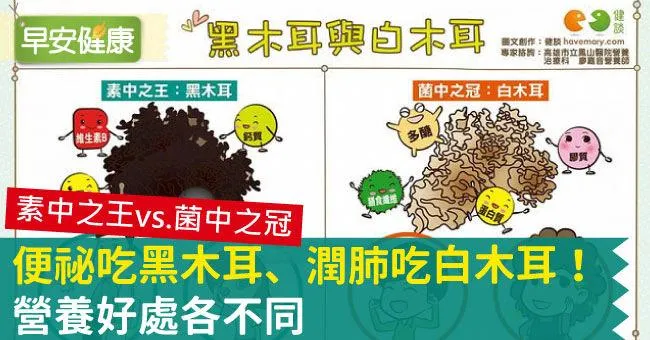便祕吃黑木耳、潤肺吃白木耳！營養好處各不同