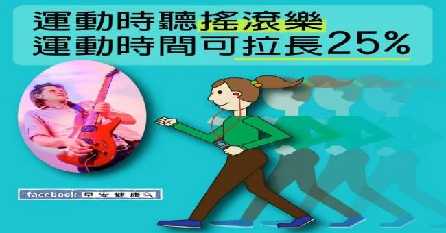 運動時聽搖滾樂，運動時間可拉長25％