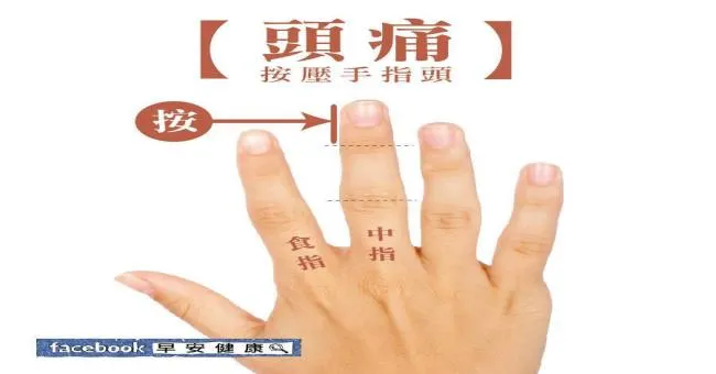 頭痛，按壓手指頭