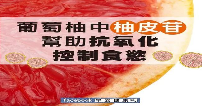 葡萄柚中柚皮苷，幫助抗氧化控制食慾