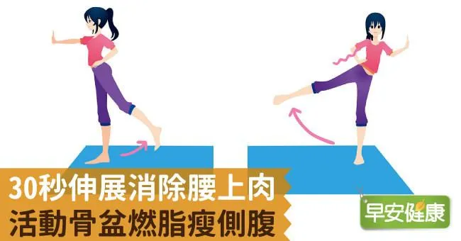 30秒伸展消除腰上肉，活動骨盆燃脂瘦側腹