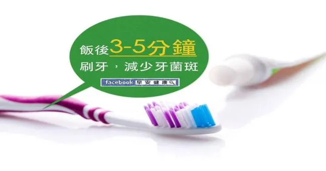 飯後3~5分鐘刷牙，減少牙菌斑