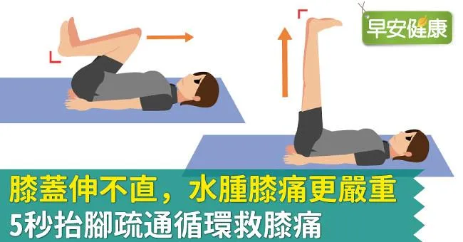 膝蓋伸不直，水腫膝痛更嚴重！5秒抬腳疏通循環救膝痛