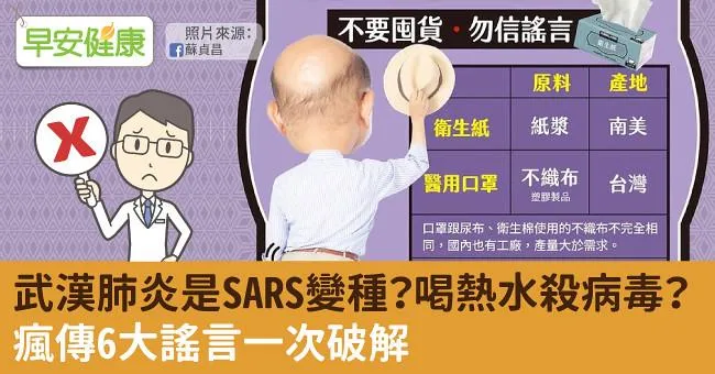 新冠肺炎是SARS變種？喝熱水殺病毒？瘋傳6大謠言一次破解