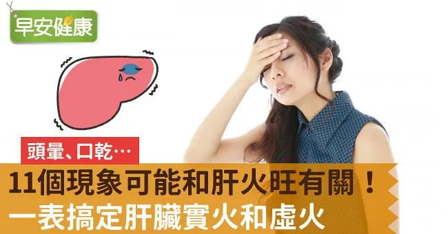 頭暈、口乾…11個現象可能和肝火旺有關！一表搞定肝臟實火和虛火