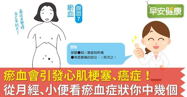 瘀血會引發心肌梗塞、癌症！從月經、小便看瘀血症狀你中幾個
