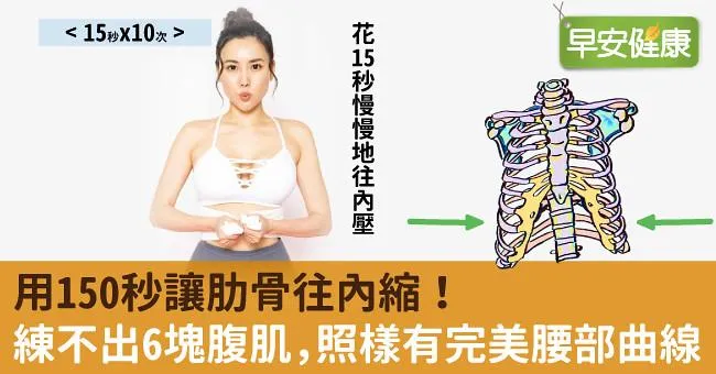 用150秒讓肋骨往內縮！練不出6塊腹肌，照樣有完美腰部曲線