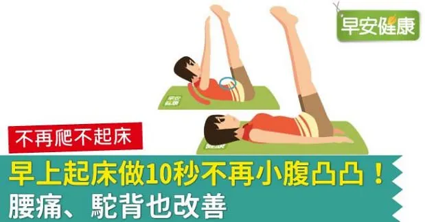 早上起床做10秒不再小腹凸凸！腰痛、駝背也改善