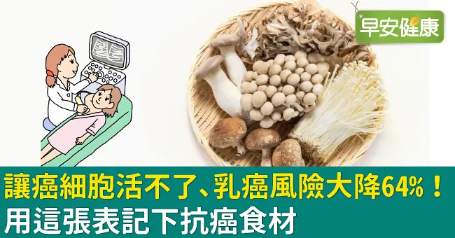 讓癌細胞活不了、乳癌風險大降64％！用這張表記下抗癌食材