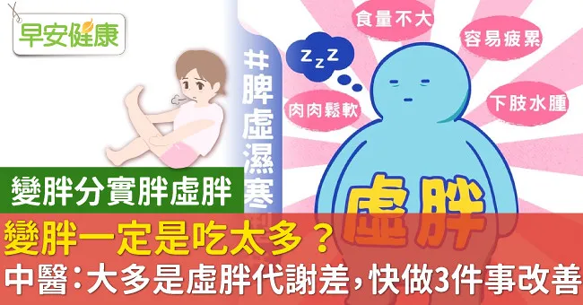 變胖一定是吃太多？中醫：多數人是虛胖代謝差，快做3件事改善！