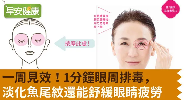一周見效！1分鐘眼周排毒，淡化魚尾紋還能舒緩眼睛疲勞