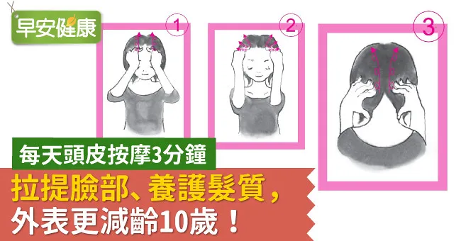 每天頭皮按摩3分鐘，拉提臉部、養護髮質，外表更減齡10歲！
