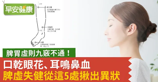 脾胃虛則九竅不通！口乾眼花、耳鳴鼻血…脾虛失健從這5處揪出異狀