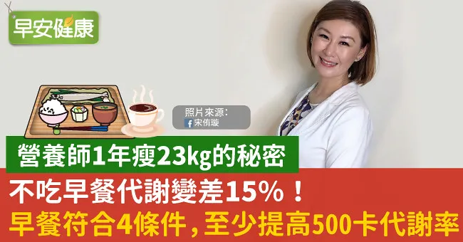 不吃早餐代謝變差15％！早餐符合4條件，至少提高500卡代謝率