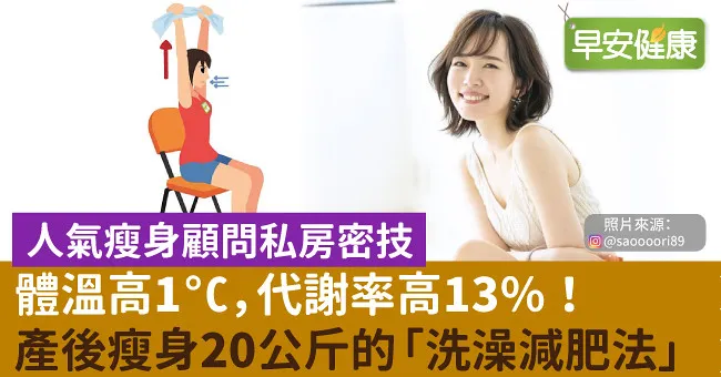 體溫高1°C，代謝率高13％！產後瘦身20公斤的「洗澡減肥法」