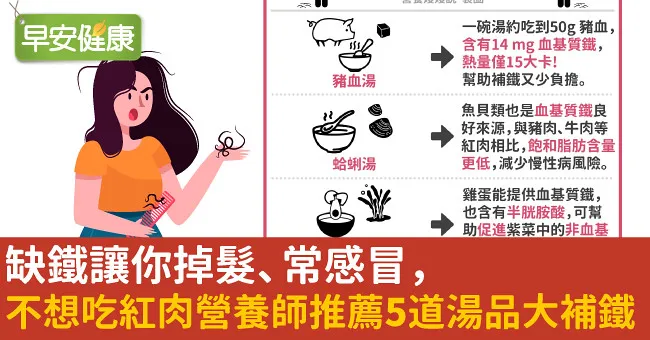 缺鐵讓你掉髮、常感冒，不想吃紅肉營養師推薦5道湯品大補鐵
