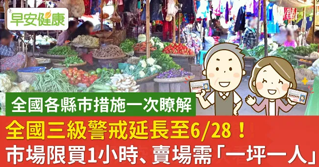 全國三級警戒延長至6/28！市場限買1小時、賣場需「一坪一人」，全國各縣市措施一次瞭解