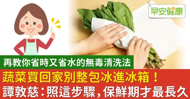 蔬菜買回家別整包冰進冰箱！譚敦慈：照這步驟，保鮮期才最長久