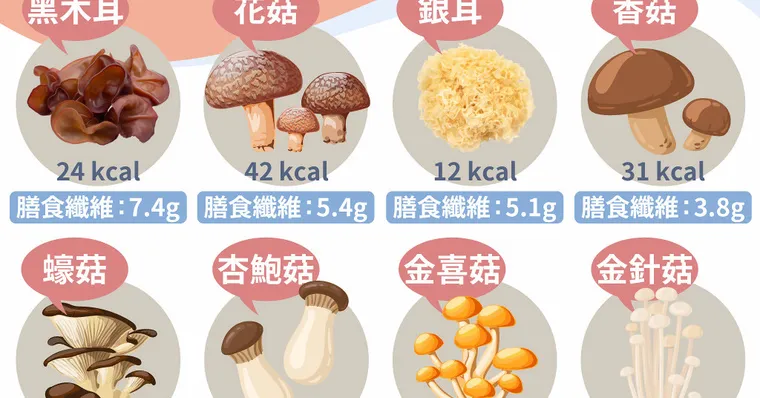 菇菇家族來了！杏鮑菇、金針菇…8種菇類熱量、纖維大對決