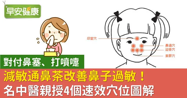 減敏通鼻茶改善鼻子過敏！名中醫親授4個速效穴位圖解