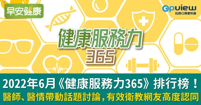 2022年6月《健康服務力365》排行榜！醫師、醫情帶動話題討論，有效衛教網友高度認同