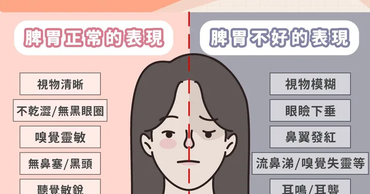 脾胃失調全寫在臉上！五官的4種徵兆，就能判斷你脾胃好不好