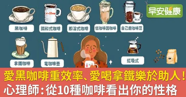 愛黑咖啡重效率、愛喝拿鐵樂於助人！心理師：從10種咖啡看出你的性格