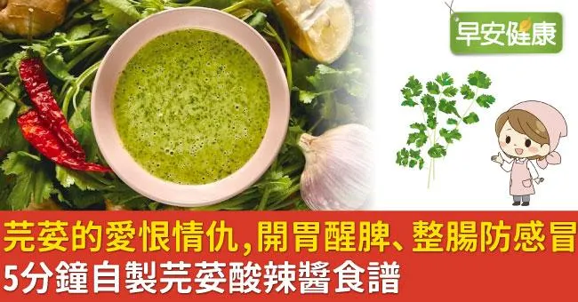 芫荽的愛恨情仇，開胃醒脾、整腸防感冒！5分鐘自製芫荽酸辣醬食譜