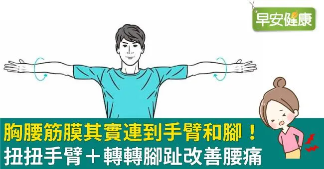 胸腰筋膜其實連到手臂和腳！扭扭手臂＋轉轉腳趾改善腰痛