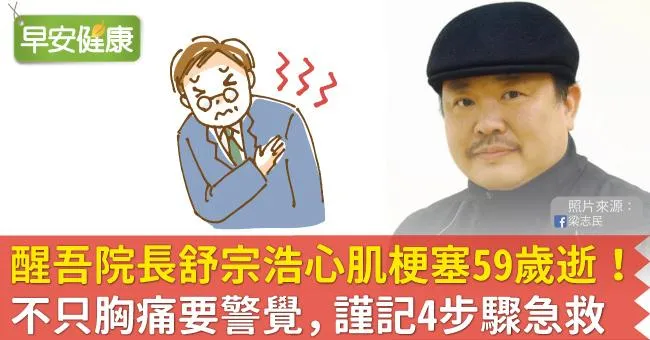 醒吾科大院長舒宗浩心肌梗塞59歲逝世！不只胸痛要警覺，謹記4步驟急救