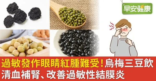 過敏發作眼睛紅腫難受！烏梅三豆飲清血補腎、改善過敏性結膜炎