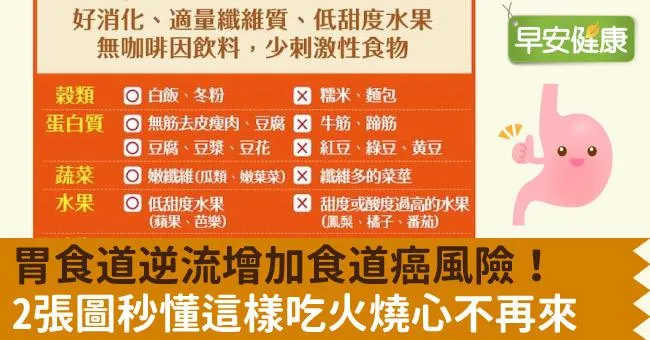 胃食道逆流增加食道癌風險！2張圖秒懂這樣吃火燒心不再來